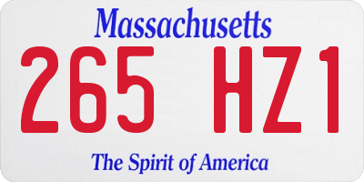 MA license plate 265HZ1