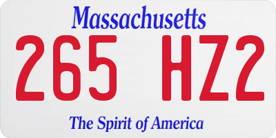 MA license plate 265HZ2