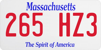 MA license plate 265HZ3