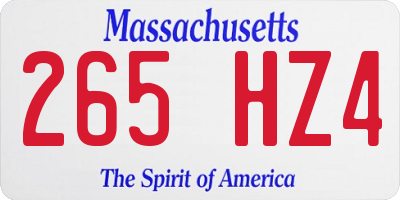 MA license plate 265HZ4
