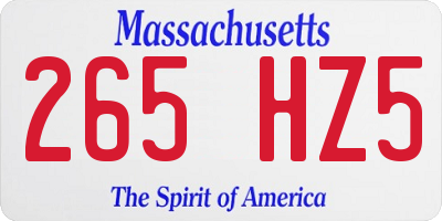 MA license plate 265HZ5