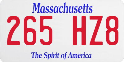 MA license plate 265HZ8