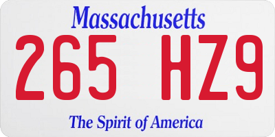 MA license plate 265HZ9