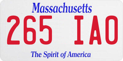 MA license plate 265IA0