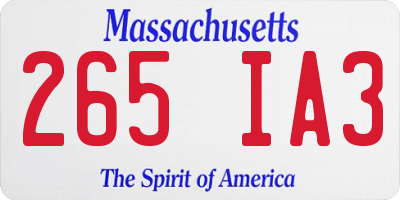 MA license plate 265IA3
