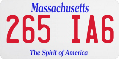 MA license plate 265IA6