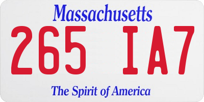 MA license plate 265IA7