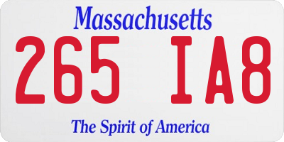 MA license plate 265IA8