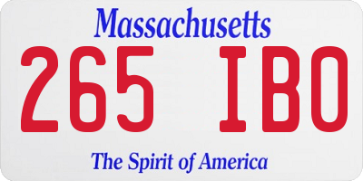 MA license plate 265IB0
