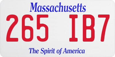 MA license plate 265IB7