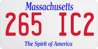 MA license plate 265IC2