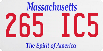 MA license plate 265IC5