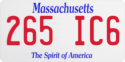 MA license plate 265IC6