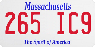 MA license plate 265IC9