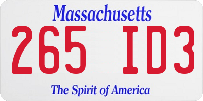 MA license plate 265ID3