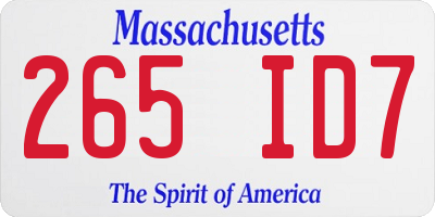 MA license plate 265ID7