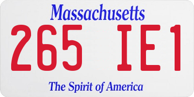 MA license plate 265IE1