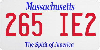 MA license plate 265IE2