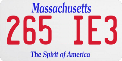 MA license plate 265IE3