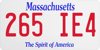 MA license plate 265IE4