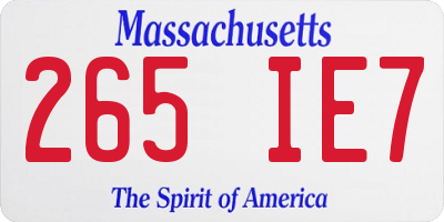 MA license plate 265IE7