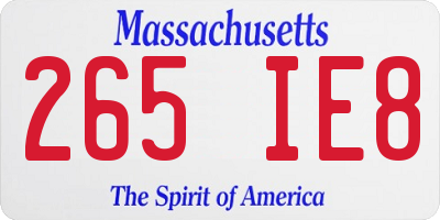 MA license plate 265IE8