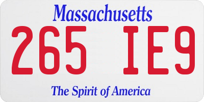 MA license plate 265IE9