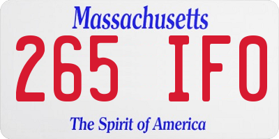 MA license plate 265IF0
