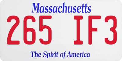 MA license plate 265IF3