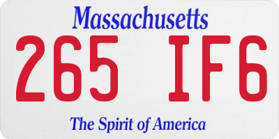 MA license plate 265IF6