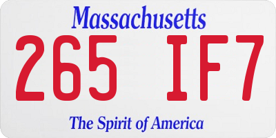 MA license plate 265IF7