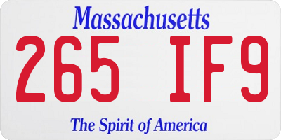 MA license plate 265IF9