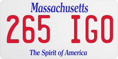 MA license plate 265IG0
