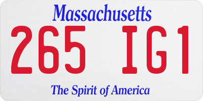 MA license plate 265IG1
