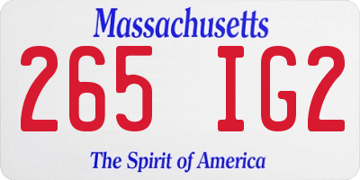 MA license plate 265IG2