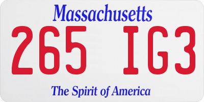 MA license plate 265IG3