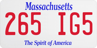 MA license plate 265IG5