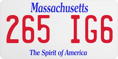 MA license plate 265IG6