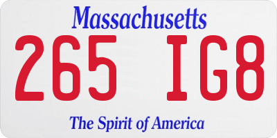 MA license plate 265IG8