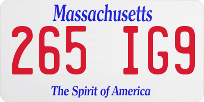 MA license plate 265IG9
