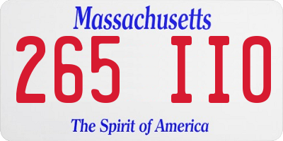 MA license plate 265II0
