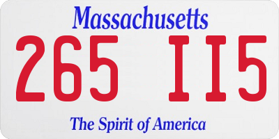 MA license plate 265II5