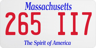 MA license plate 265II7