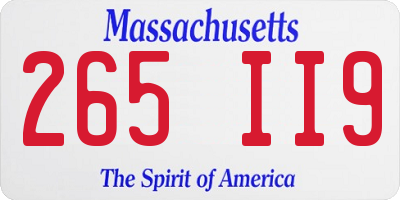 MA license plate 265II9