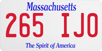 MA license plate 265IJ0