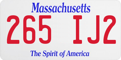 MA license plate 265IJ2