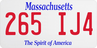 MA license plate 265IJ4