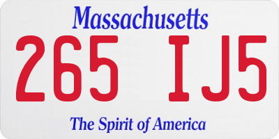 MA license plate 265IJ5