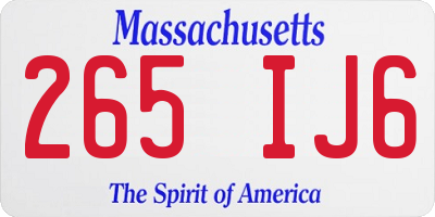 MA license plate 265IJ6