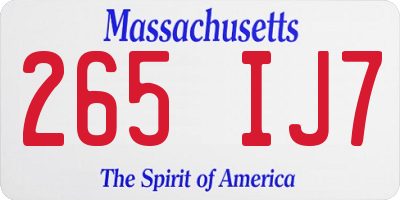 MA license plate 265IJ7